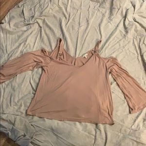 Brown/tan off the shoulder shirt